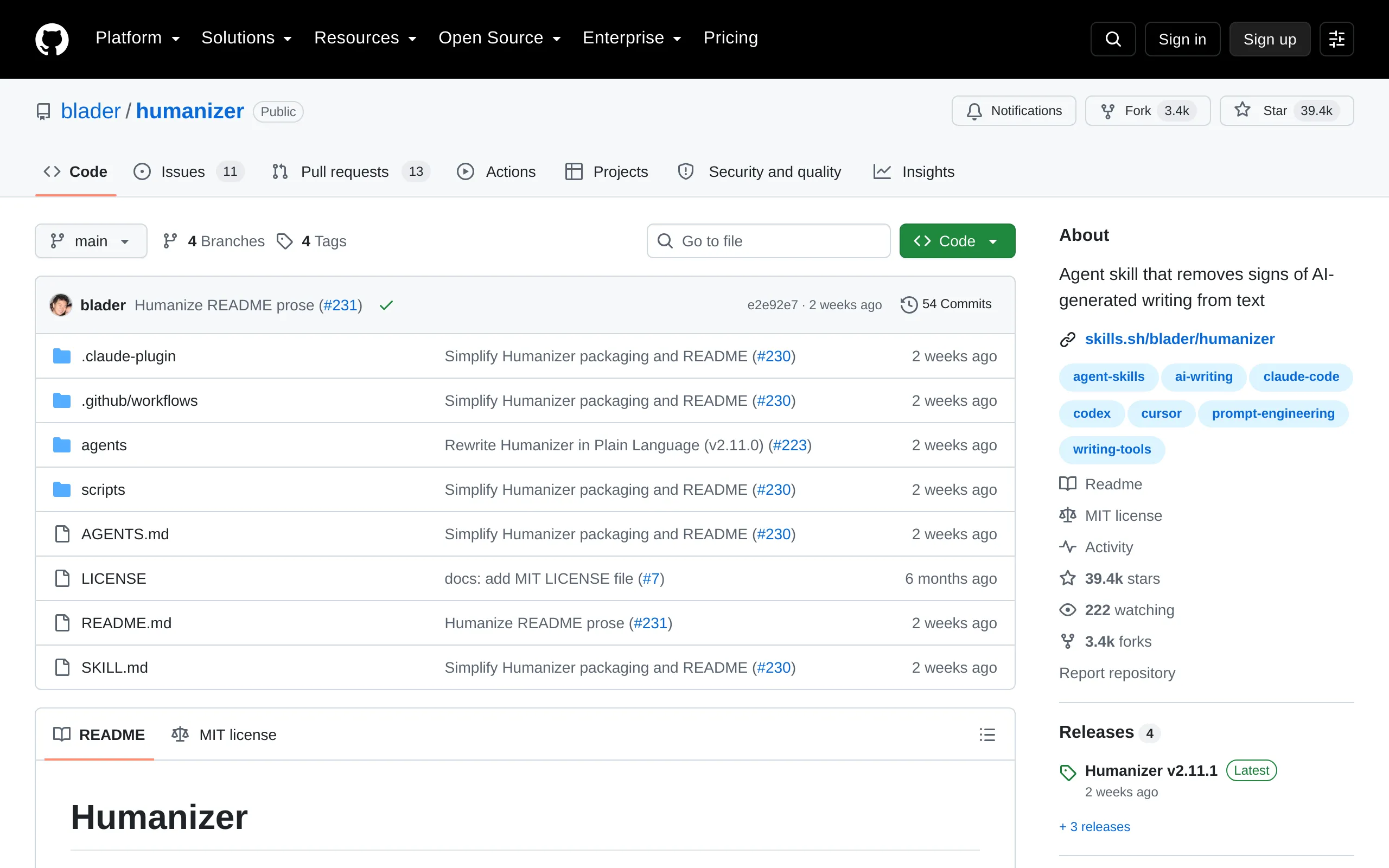 Humanizer on GitHub